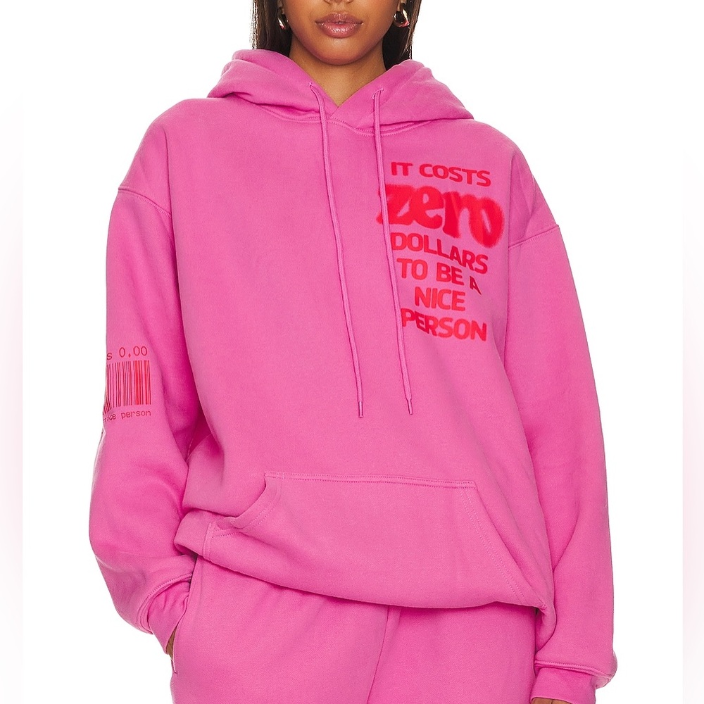 The Mayfair Group It Costs $0 Hoodie in Pink Red Sweatshirt Womens Size S/M